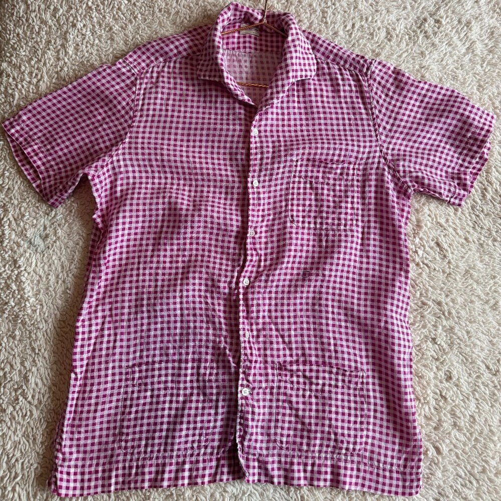 Massimo Alba Linen Checkered Button Down Top